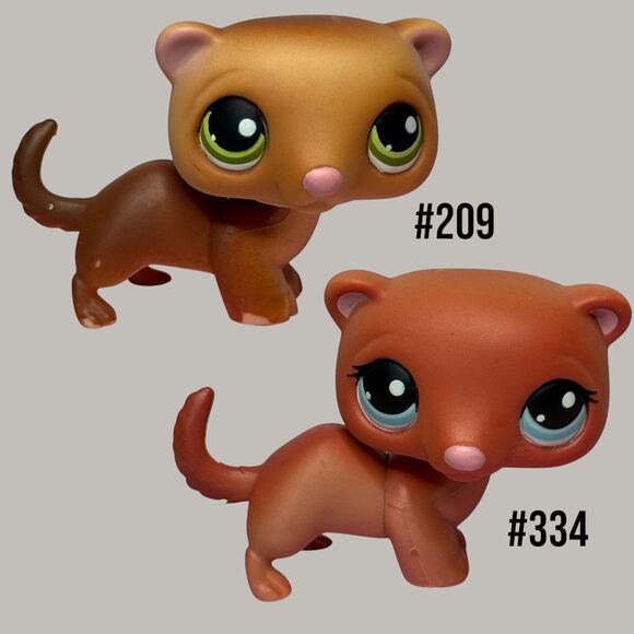 LPS Littlest Pet Shop Lot of 2- #209 Brown Tan Ferret and #334 Red Brown Ferret - Picture 11 of 13
